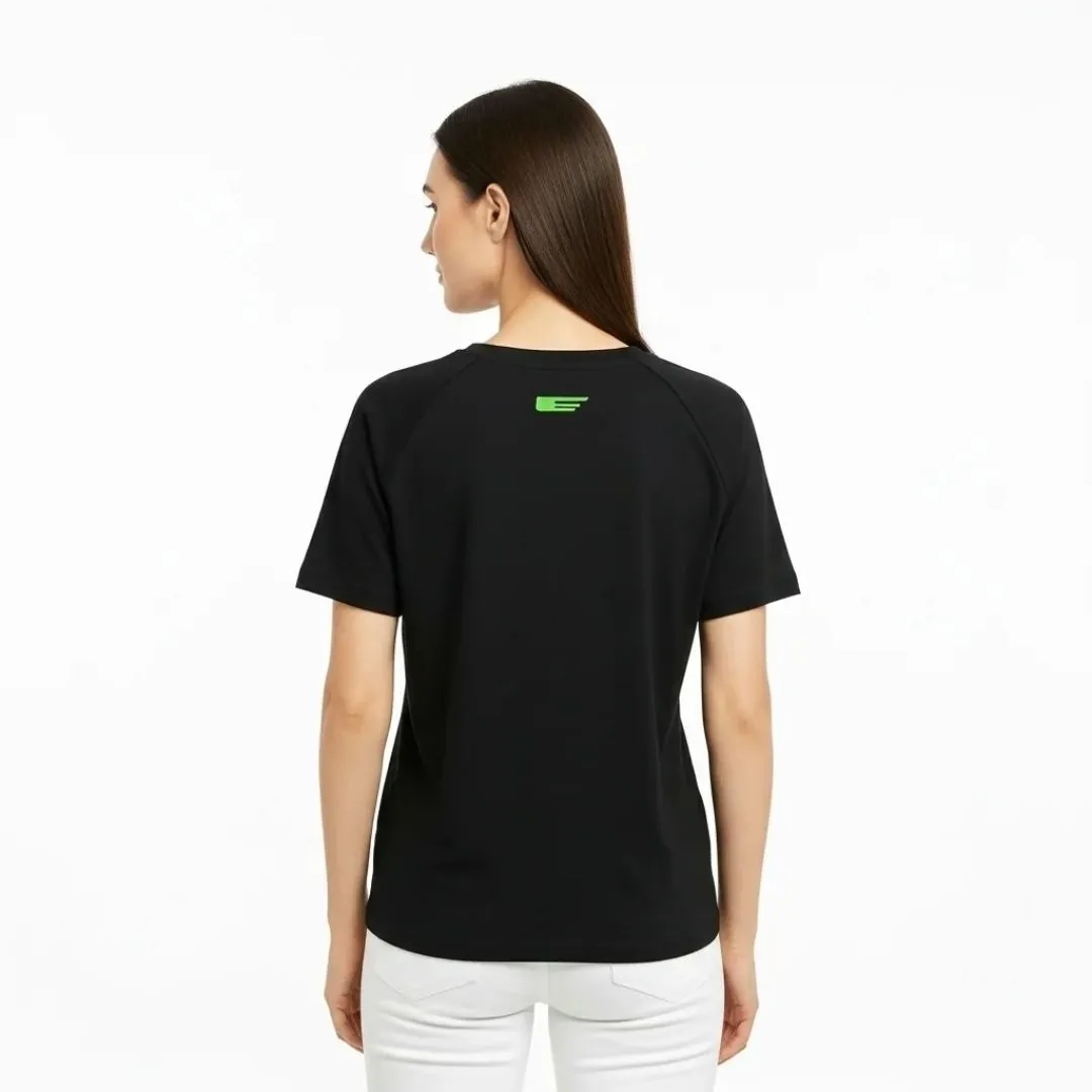 Larisa Women's T-Shirt, black with green accent